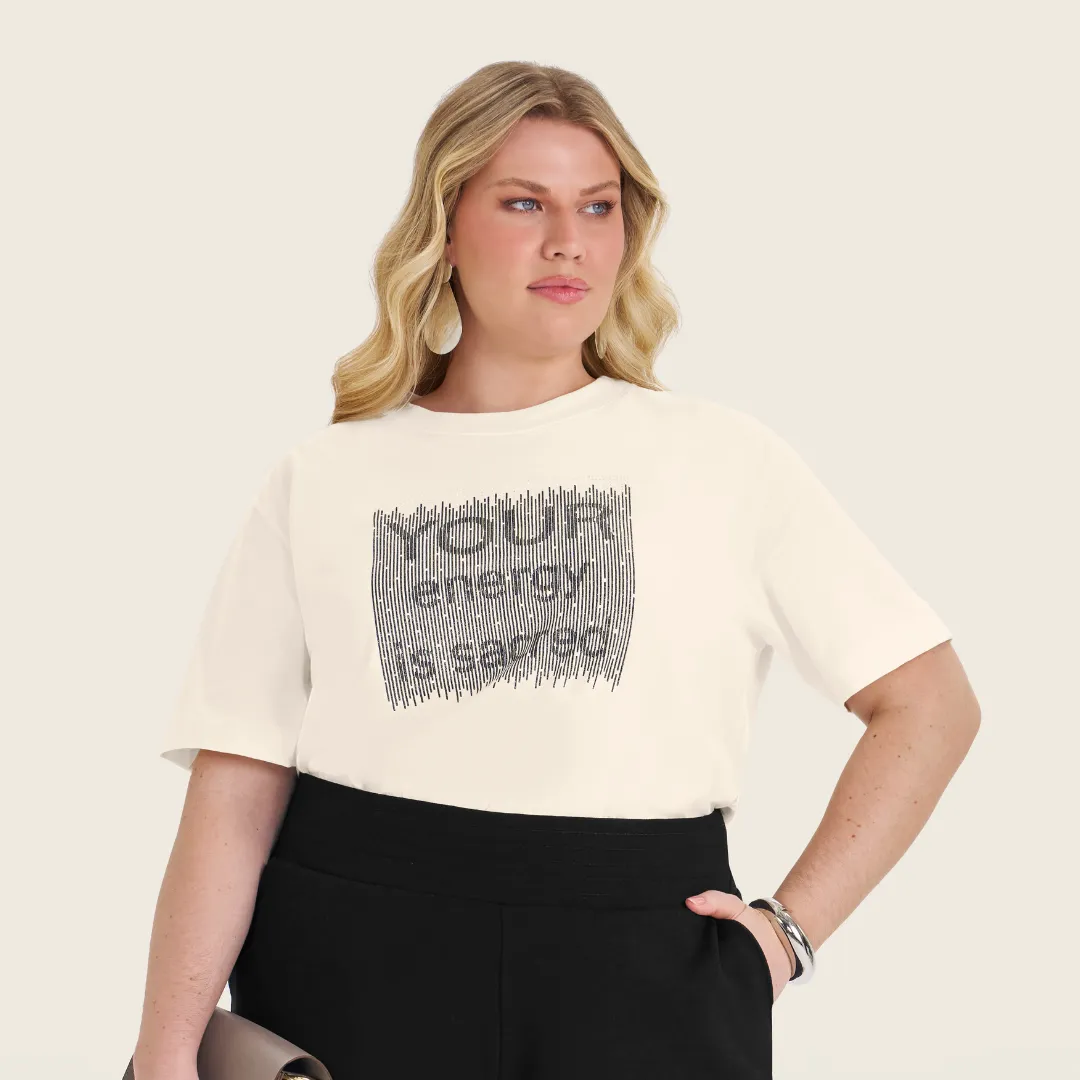 Blusa Feminina Plus Size Estampada Ref S01929 Off White OFF WHITE