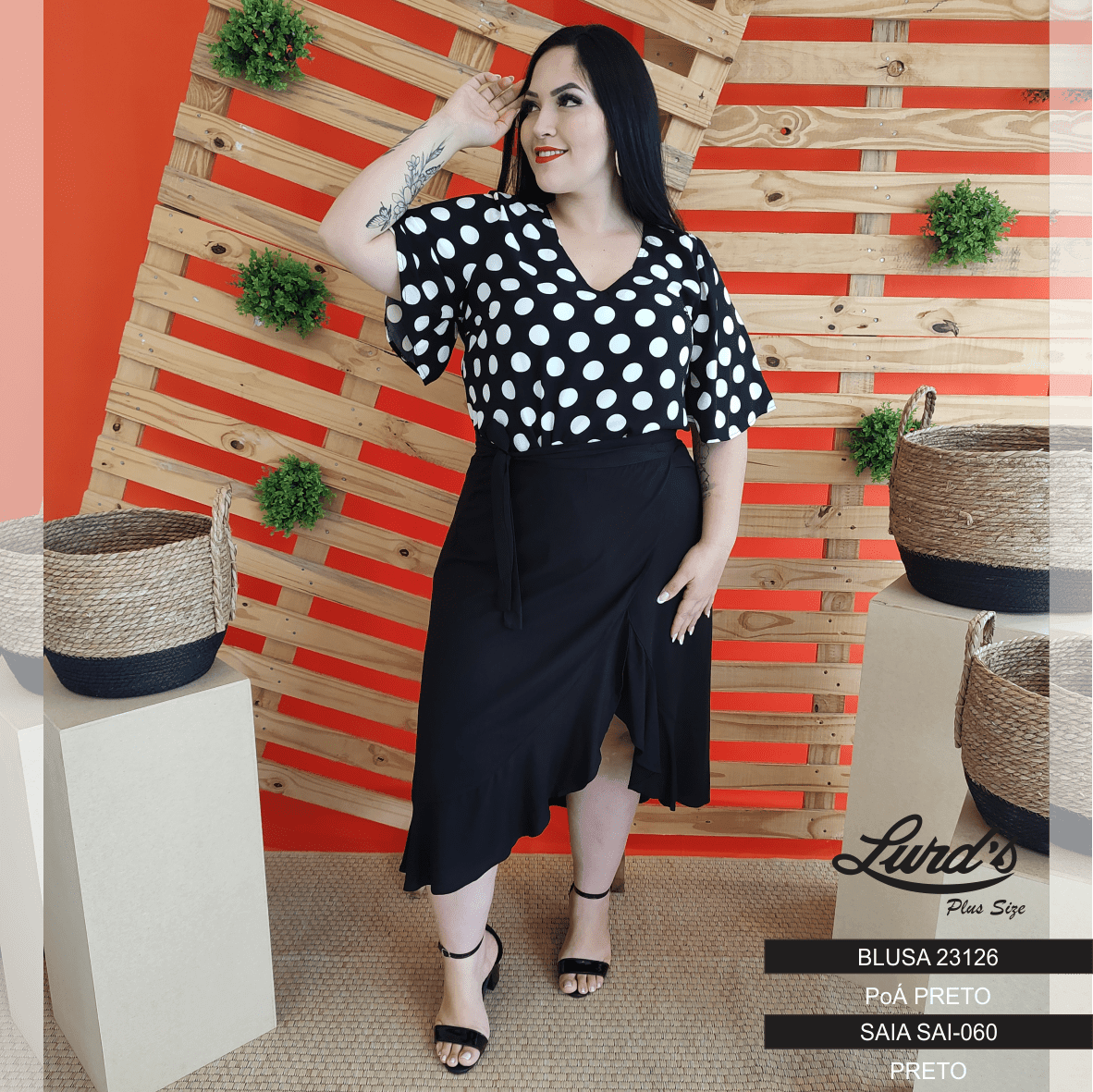 SAIA MID PLUS SIZE SAI-060 MARRIE PRETO 46 PRETO