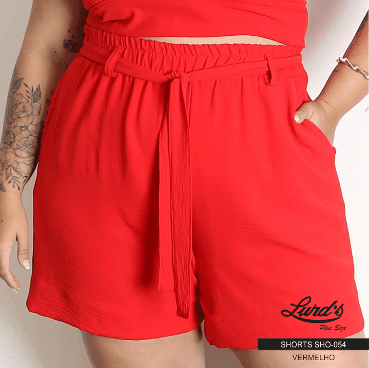 SHORTS FEMININO PLUS SIZE SHO-054 MARRIE VERMELHO 46 VERMELHO