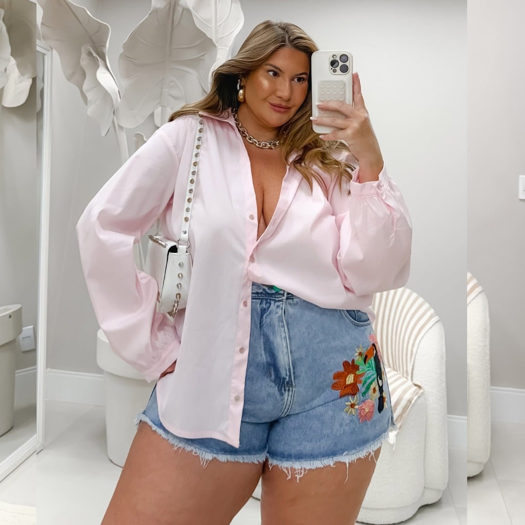 SHORTS FEMININO PLUS SIZE TUC-055 PLANET CHARM JEANS 46 JEANS