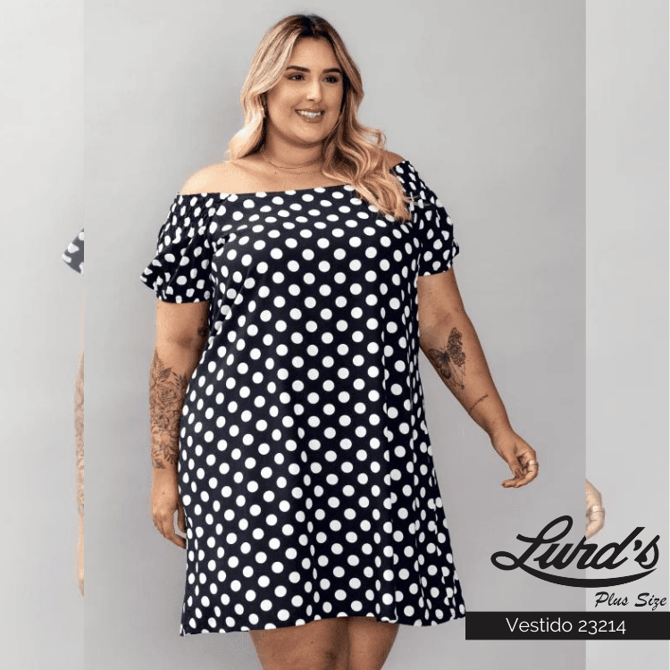 VESTIDO PLUS SIZE MANGA CURTA VMM-23214 MARRIE POÁ MARINHO 46 POÁ MARINHO