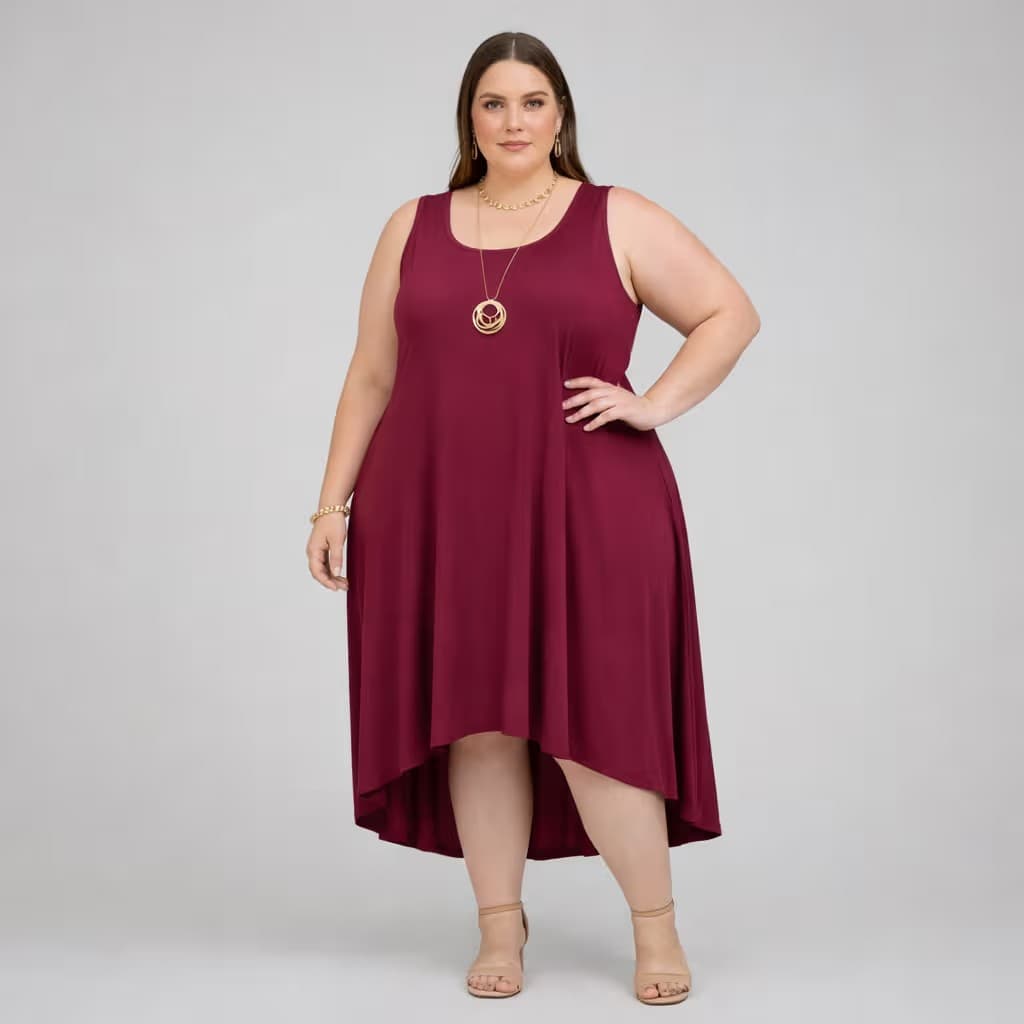 Vestido Midi Sem Manga Plus Size Ref VMS-223 Blush BLUSH