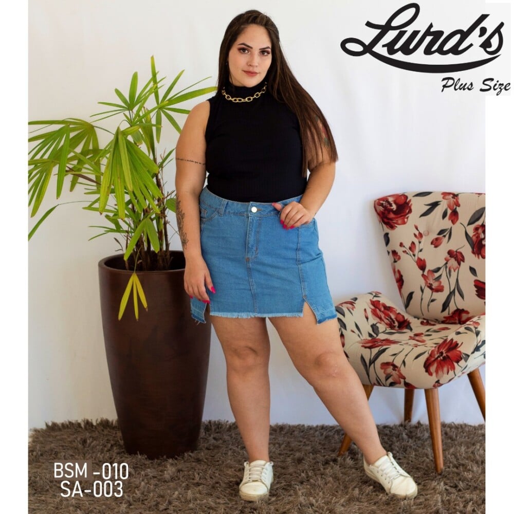 Saia Plus Size Ref SA-003 Jeans Claro - 52