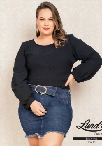 Mini Saia Plus Size Ref 8359 Jeans Com Cinto