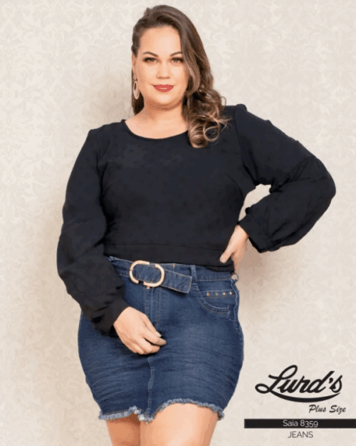 Mini Saia Plus Size Ref 8359 Jeans Com Cinto