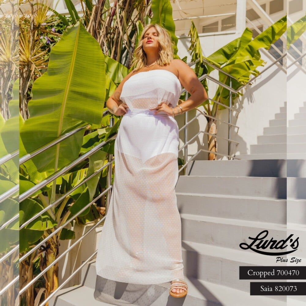 Saia Longa Plus Size Branco Tule - 48