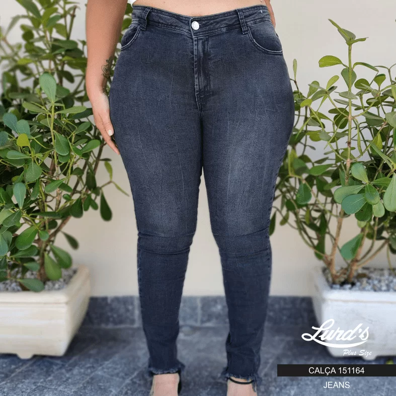 Calça Feminina Plus Size Jeans Black