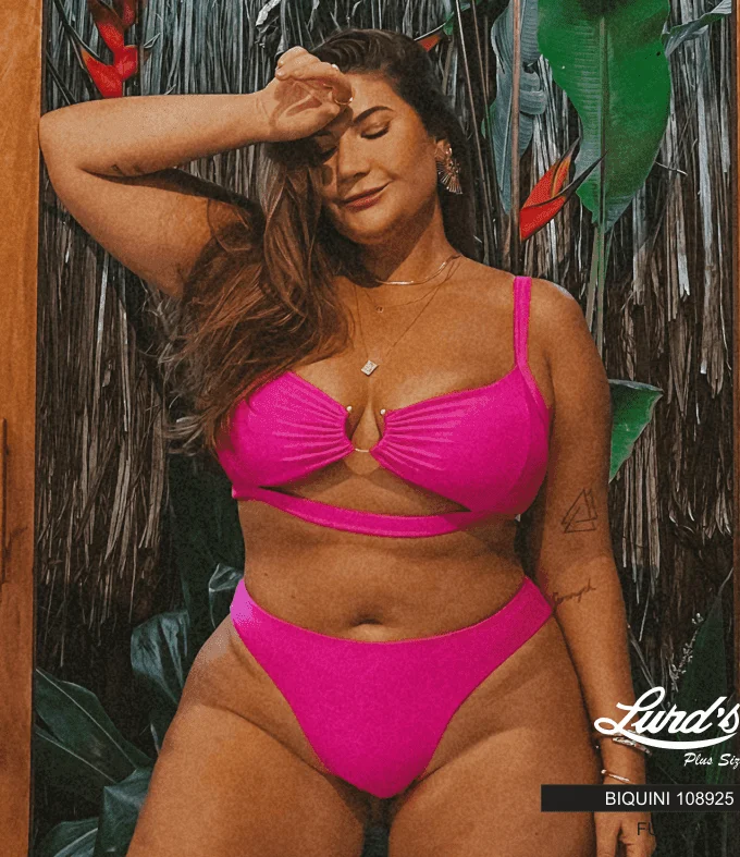 Conjunto Biquíni Plus Size Com Bojo Ref 108925 Fúcsia - 52