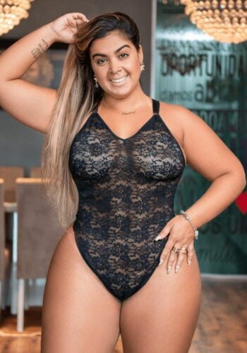 Body Plus Size Rendado Ref 2287 Preto - 48