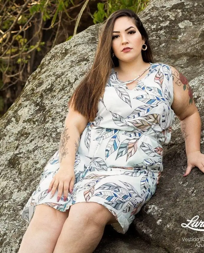 Vestido Plus Size Sem Manga Azul - 52