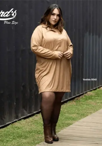 Vestido Plus Size Manga Longa - 54