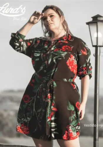 Vestido Plus Size Manga Longa - 46
