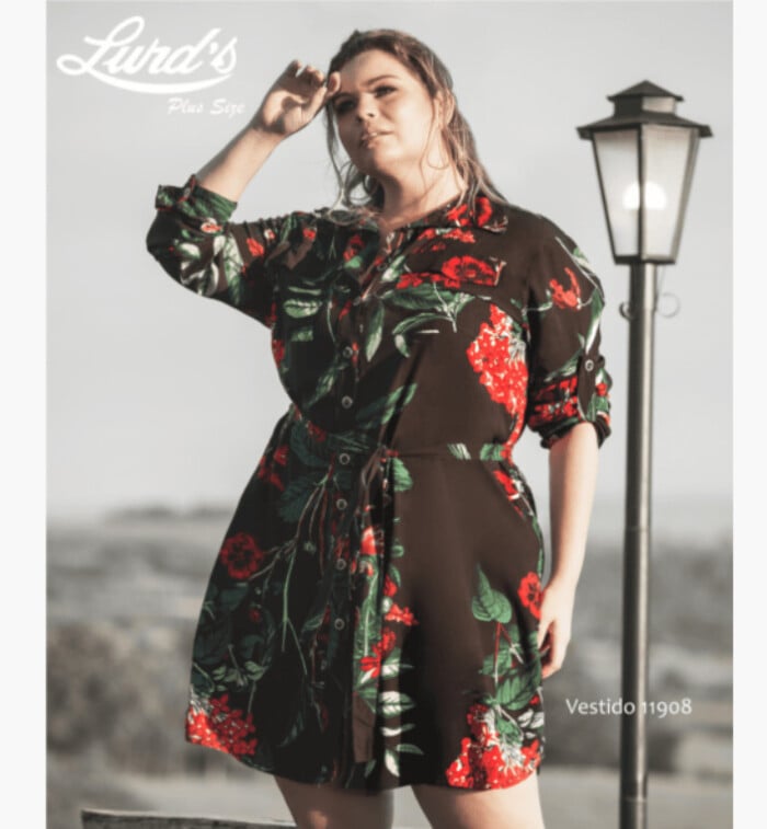 Vestido Plus Size Manga Longa - 50