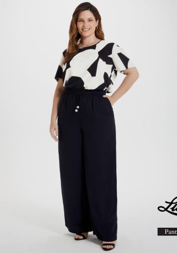 Calça Pantalona Feminina Plus Size Preta - 54