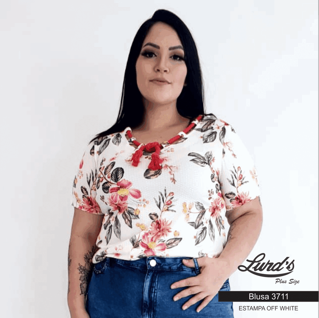 Blusa Feminina Plus Size Manga Curta - 46