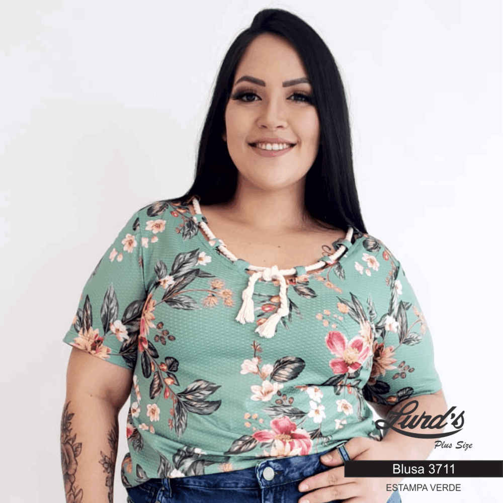 Blusa Feminina Plus Size Manga Curta - 52