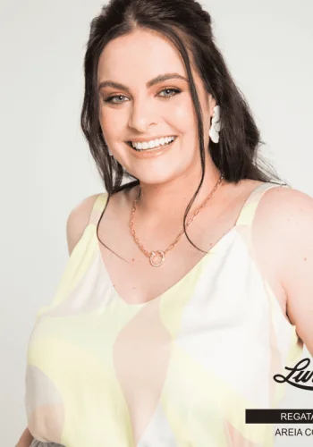 Regata Feminina Plus Size Areia com Lima Ref 45383 - 52
