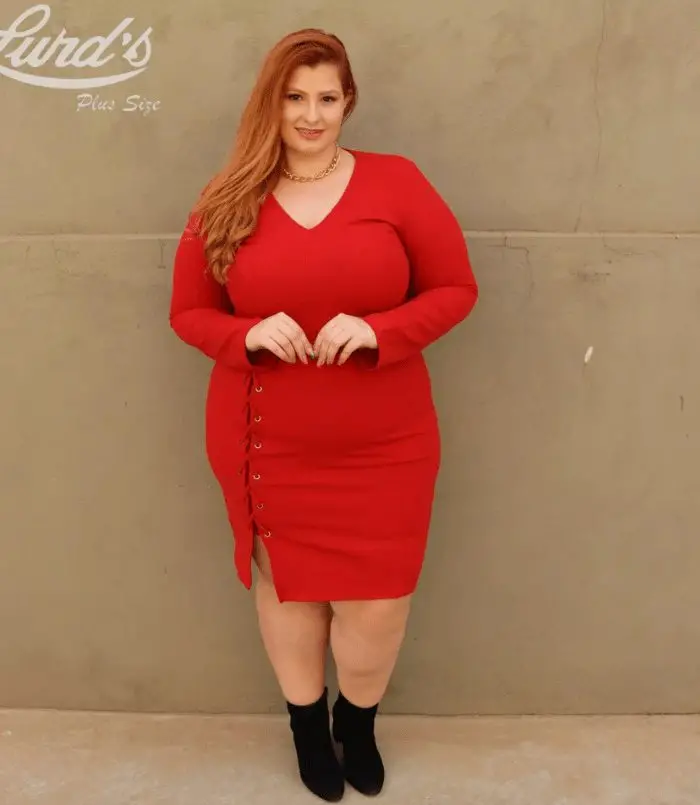 Vestido Plus Size Manga Longa