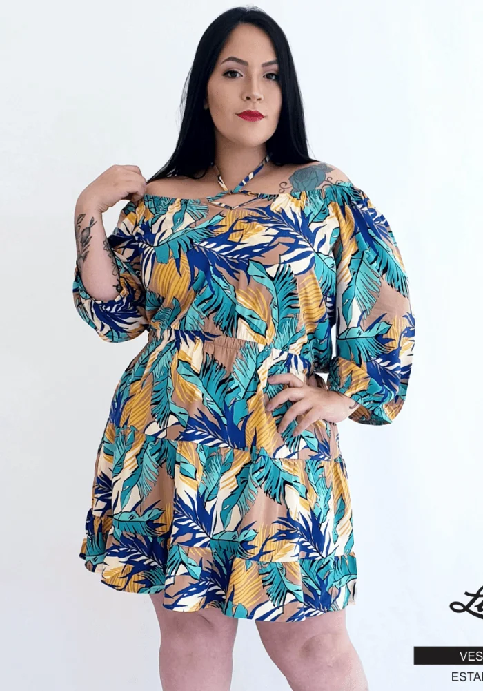 Vestido Plus Size Manga Curta