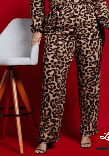 Calça Feminina Plus Size Pantalona Onça