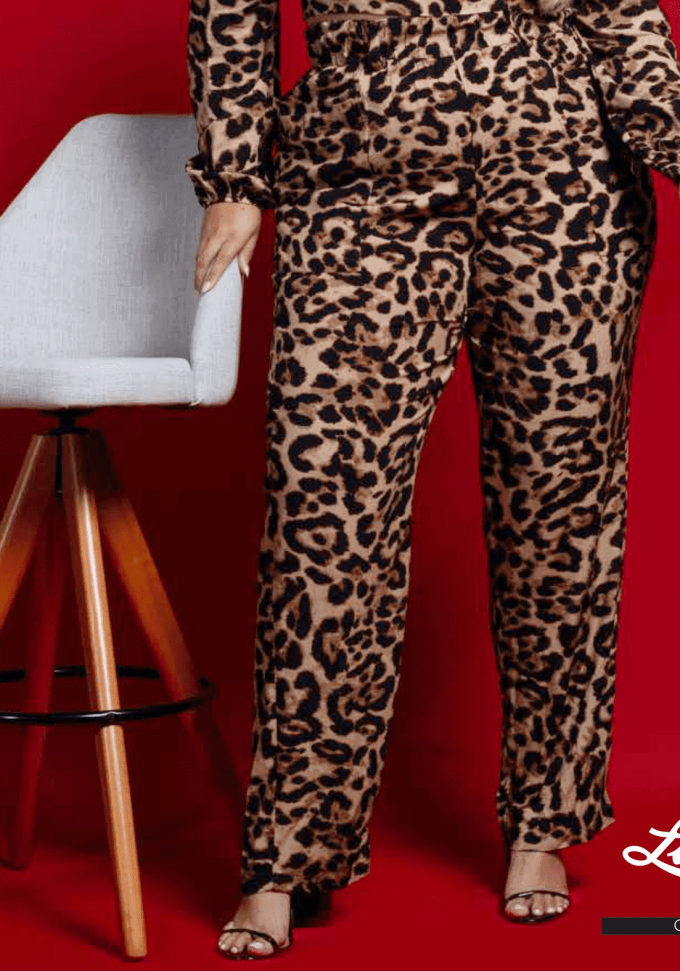 Calça Feminina Plus Size Pantalona Onça
