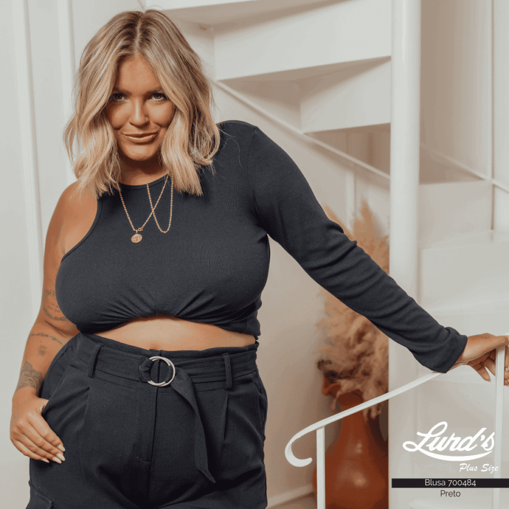 Cropped Feminino Plus Size Preto - 50