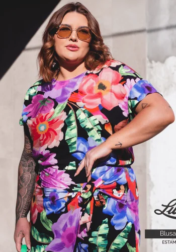 Blusa Feminina Plus Size Manga Curta Ref 700504 - 46