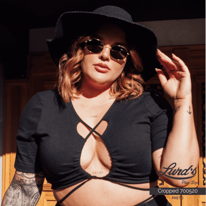 Cropped Feminino Plus Size Manga Curta Ref 700520 - 50