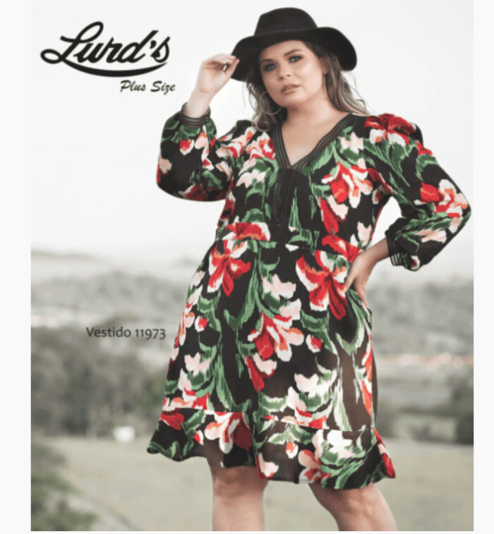 Vestido Plus Size Manga Longa - 48