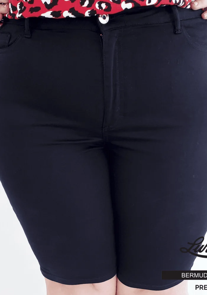 Bermuda Feminina Plus Size Ref 87345 Preto - 54