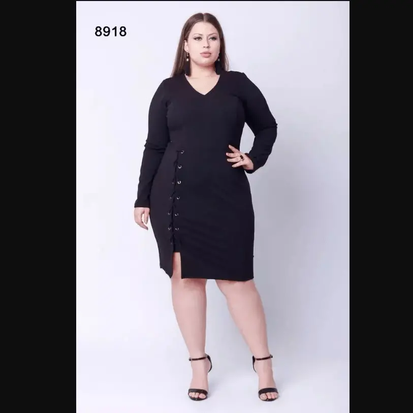 Vestido Plus Size Manga Longa