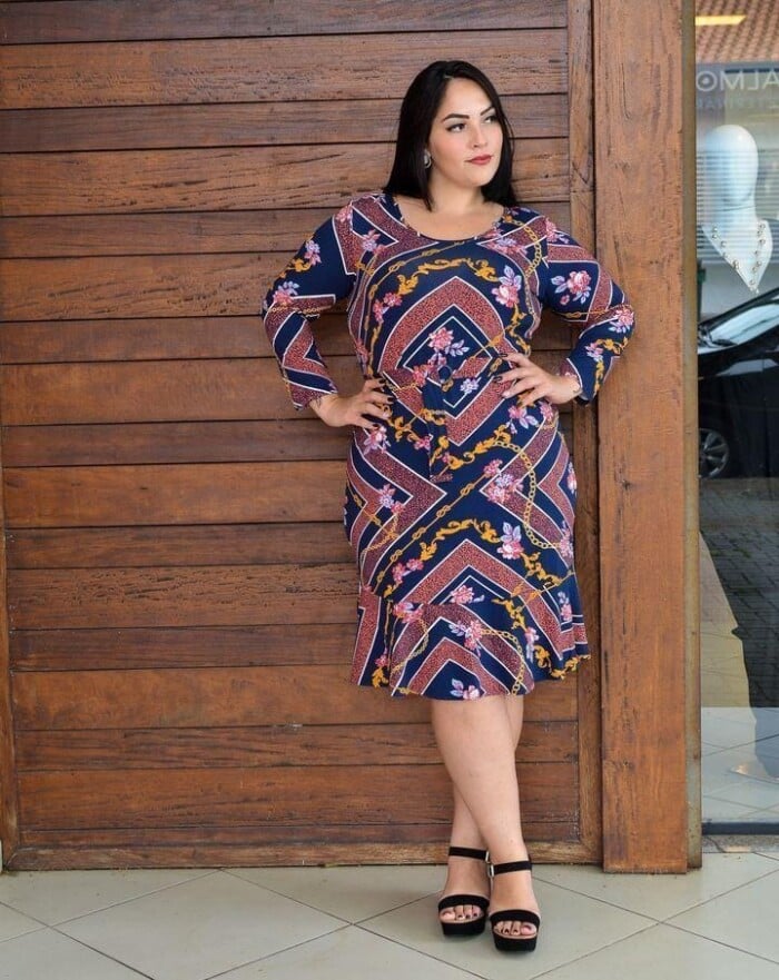 Vestido Plus Size Manga 3/4 - 50