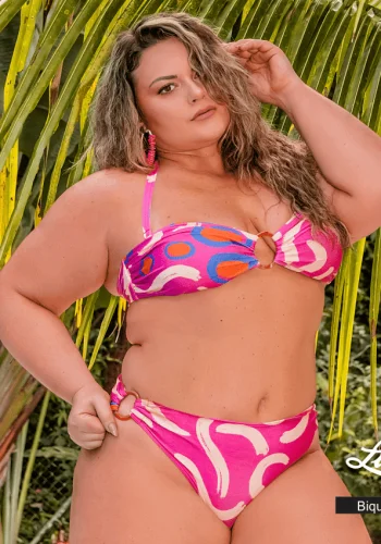 Conjunto Biquíni Plus Size Com Bojo Ref 00030 Rosa - 54