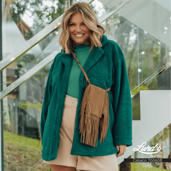Casaco Feminino Plus Size Teddy Verde