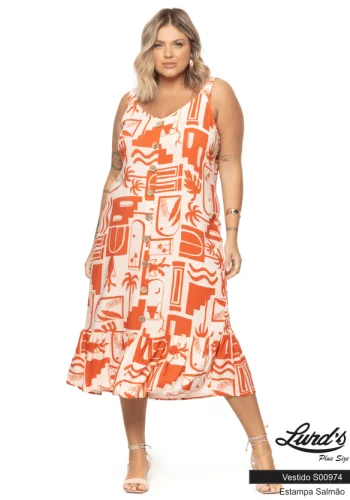 Vestido Mid Plus Size Sem Manga Ref S00974 - 52