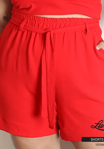 Shorts Feminino Plus Size Ref SHO-054 Vermelho - 46