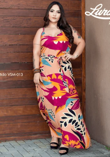 Vestido Longo Plus Size Sem Manga - 50
