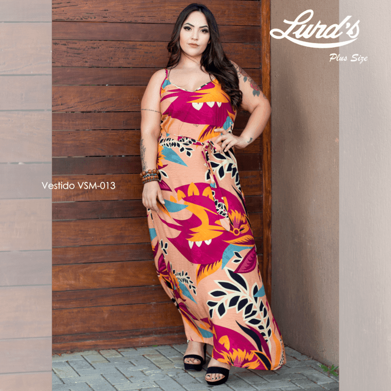 Vestido Longo Plus Size Sem Manga - 50