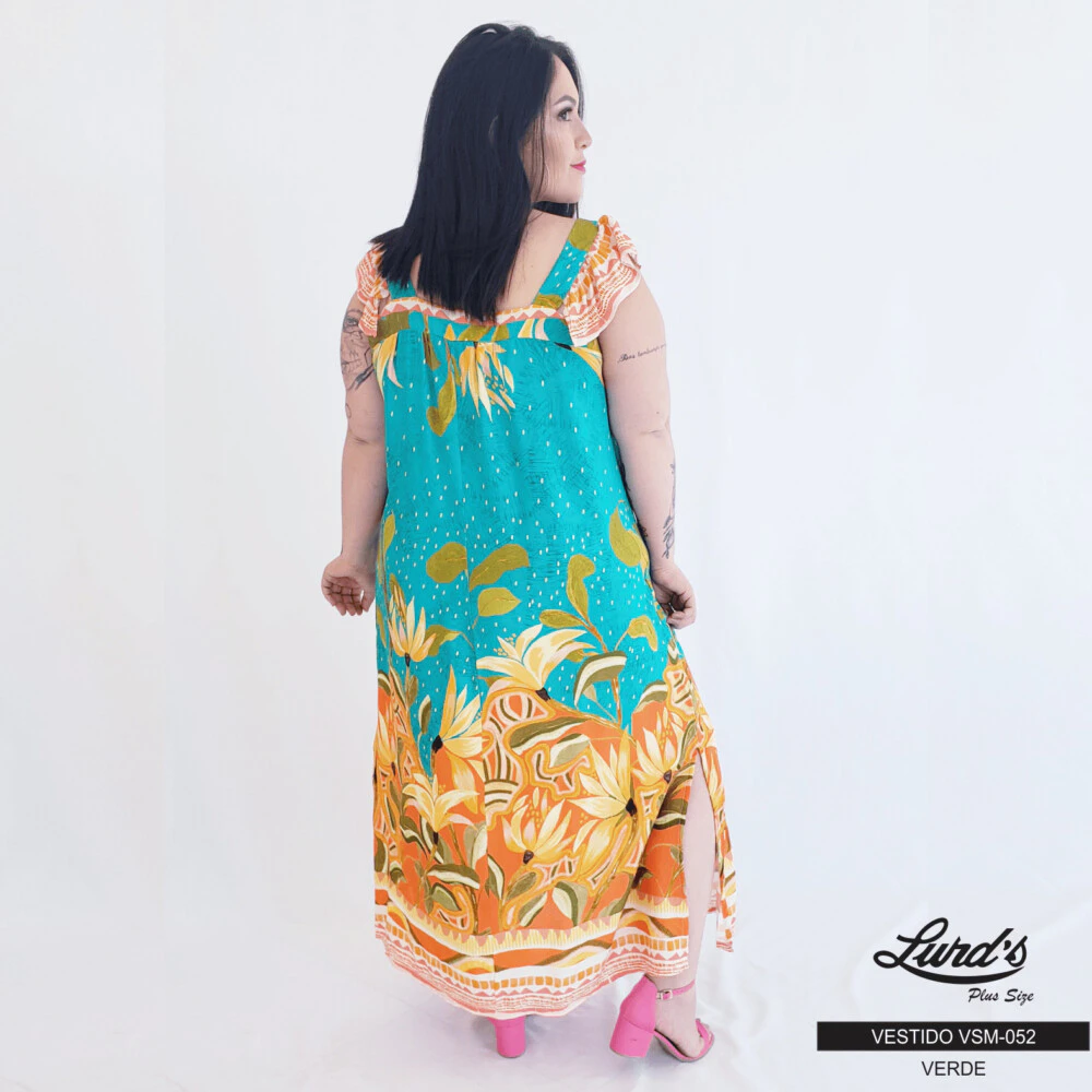 Alternative view of Vestido Mid Plus Size Sem Manga Ref VSM-052 Verde