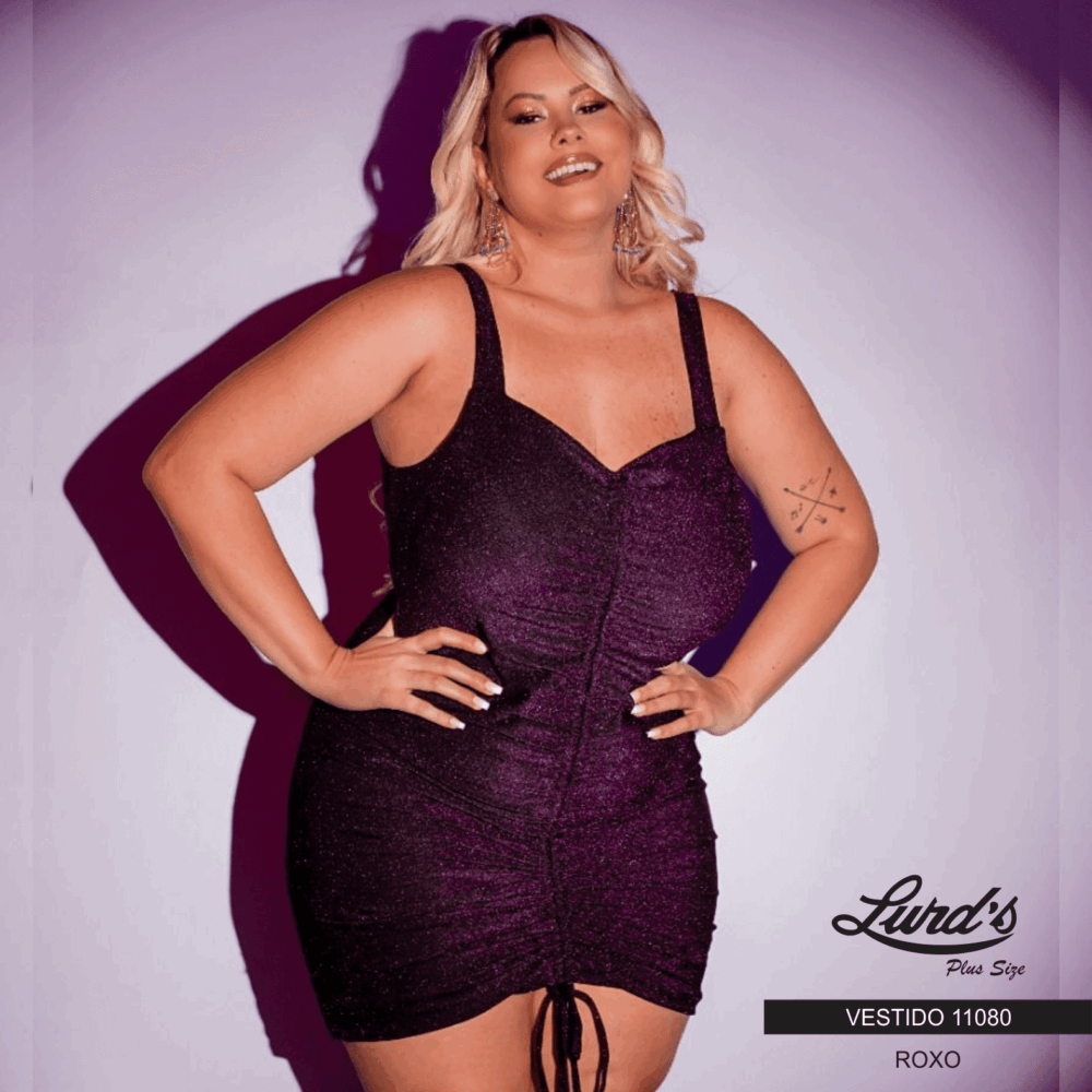 Vestido Plus Size Curto Sem Manga Ref 11080 Roxo
