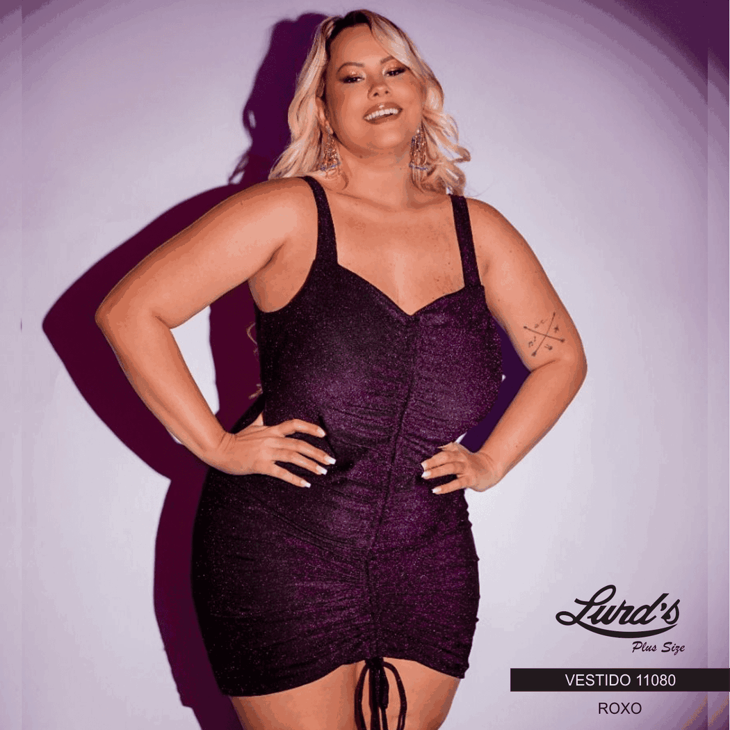 Vestido Plus Size Curto Sem Manga Ref 11080 Roxo - 52