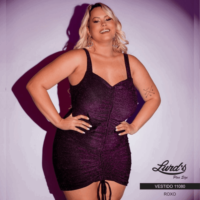 Vestido Plus Size Curto Sem Manga Ref 11080 Roxo - 52