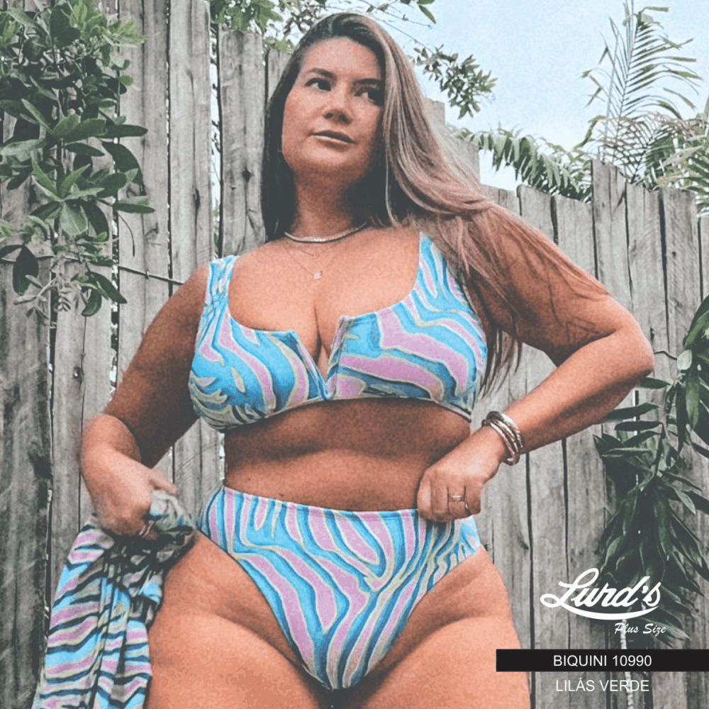 Conjunto Biquíni Plus Size Sem Bojo Ref 10990 Verde Lilás - 48