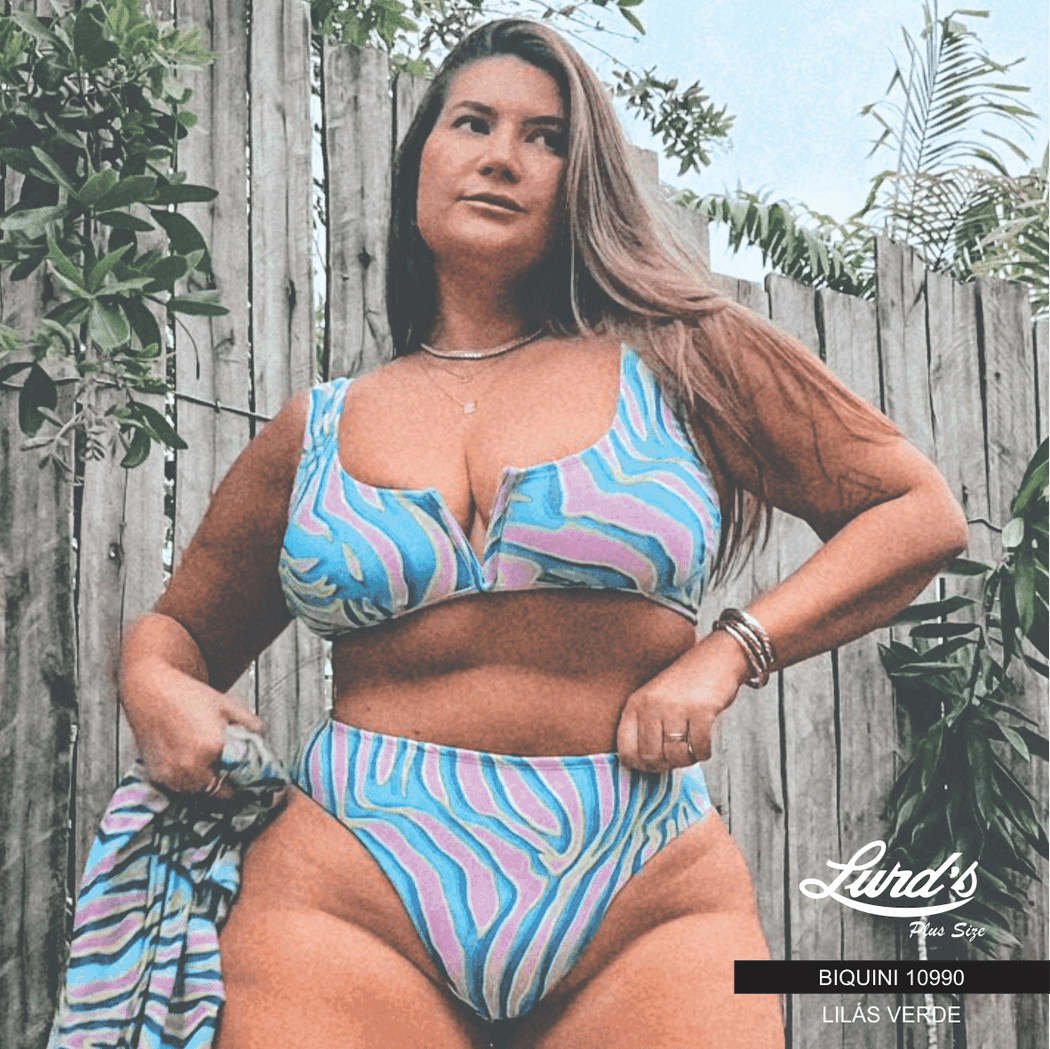 Conjunto Biquíni Plus Size Sem Bojo Ref 10990 Verde Lilás - 52