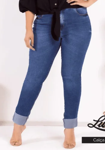 Calça Feminina Plus Size Skinny Jeans - 54