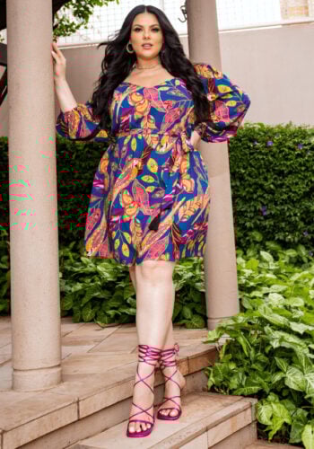 Alternative view of Vestido Plus Size Manga Curta Estampa Royal