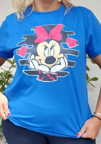 Blusa Feminina Plus Size Manga Curta Azul Royal - 58