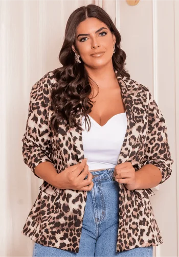 Blazer Feminino Plus Size Oncinha - 52
