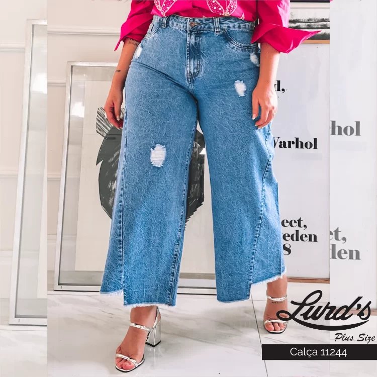 Calça Feminina Plus Size Wide Leg Jeans – LOJA LURDS PLUS SIZE