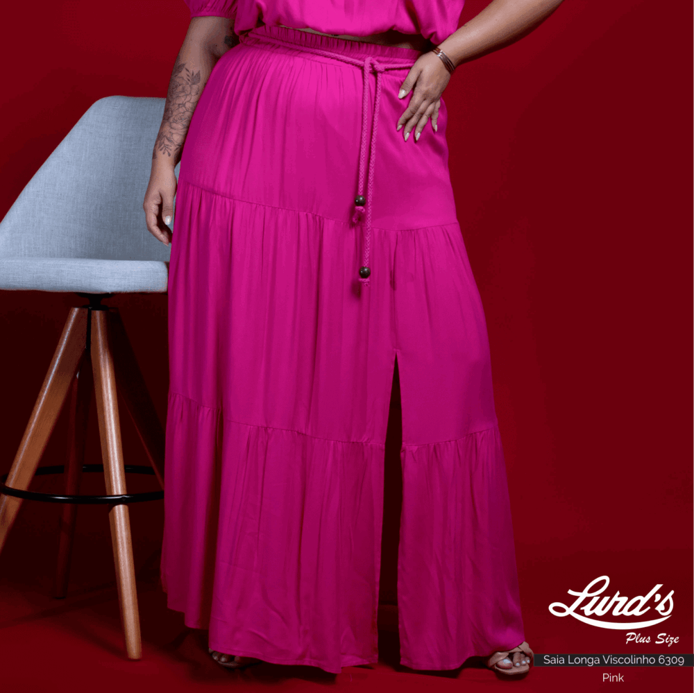 Saia Longa Plus Size Ref 6309 Pink - 50